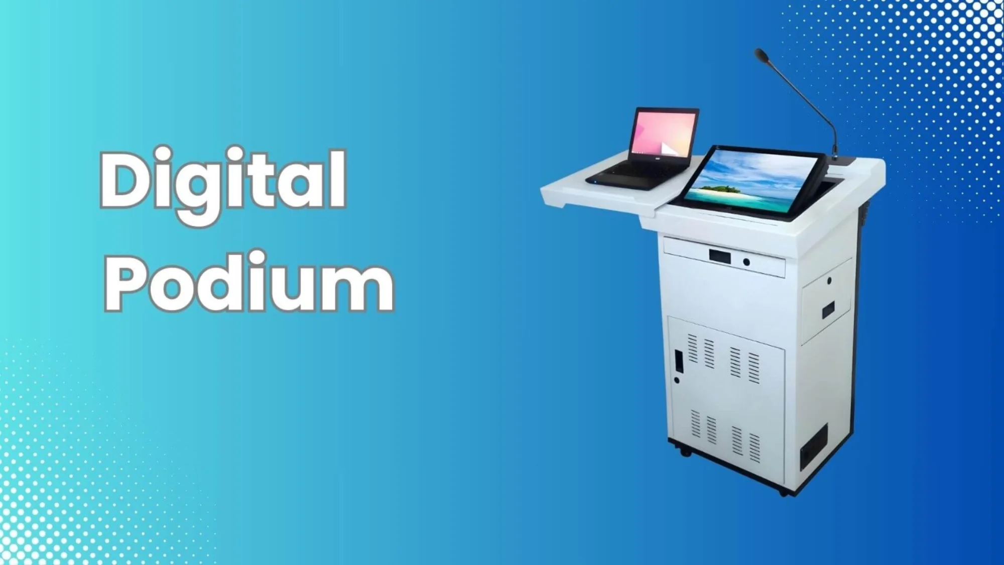 Gooseneck Mic Digital Podium Lectern Setup